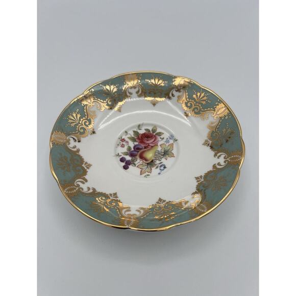 Vintage Paragon England Floral Rose White Turquoise Tea Cup & Saucer Set - Picture 11 of 12